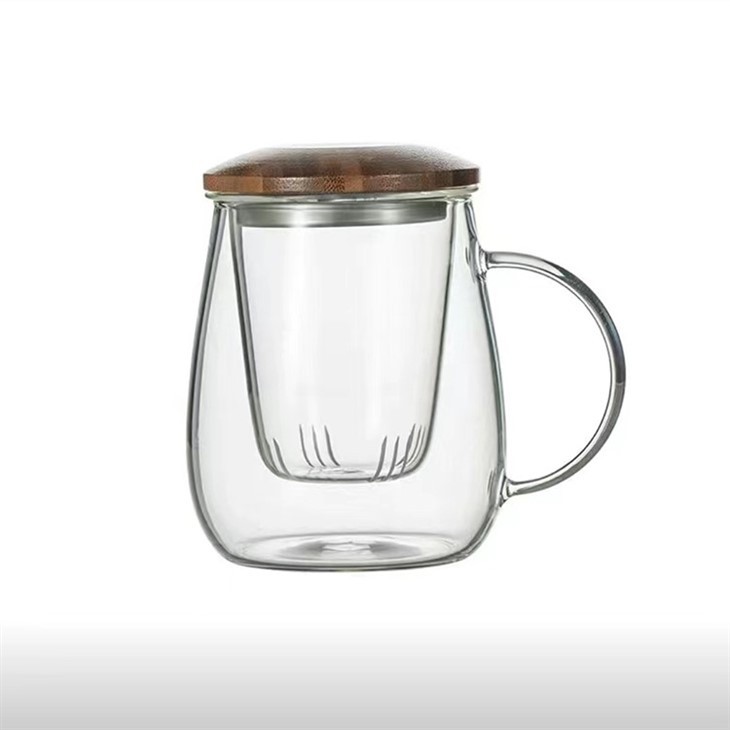 Tea Mug With Infuser And Wooden Lid For Hot Tea Or Coffee